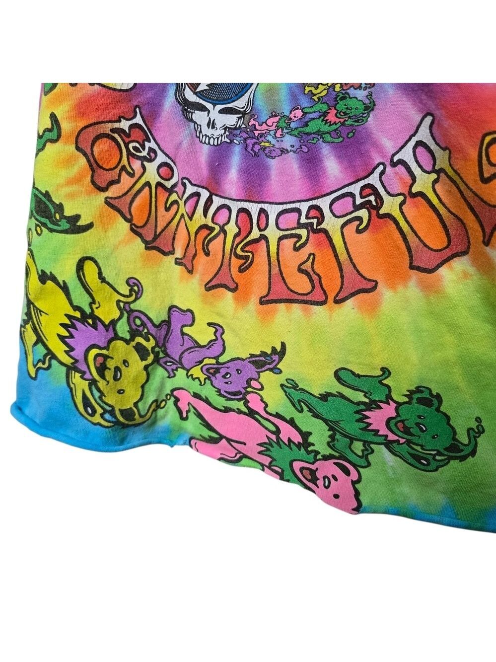 Liquid Blue Tie Dye Print Greatful Dead Short Sleeves Crop Top 2XL - Picture 3 of 7
